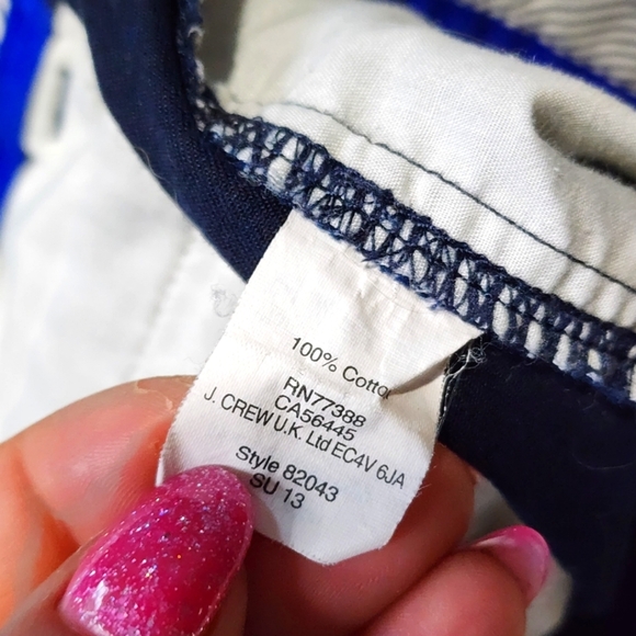 J. Crew Chino Size 4 Dark Blue Cotton Midrise Shorts Clasp Zip Closure - Picture 4 of 5